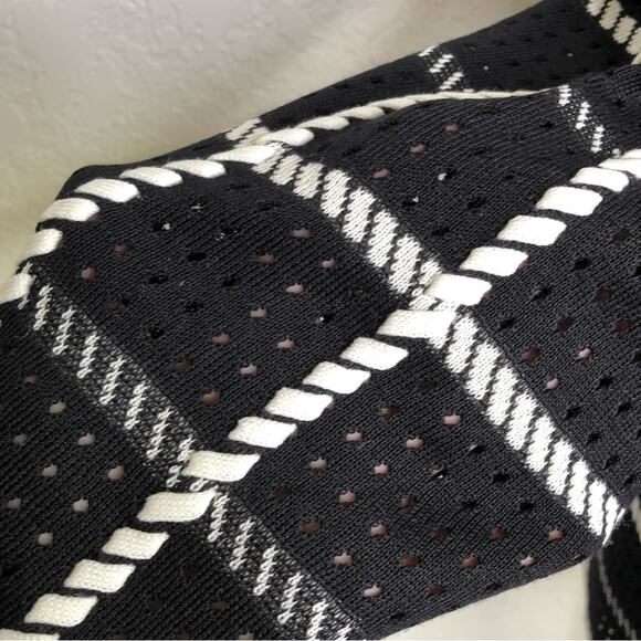 Misook black and white plaid knit open front jacket size Extra Small XS - Picture 6 of 14